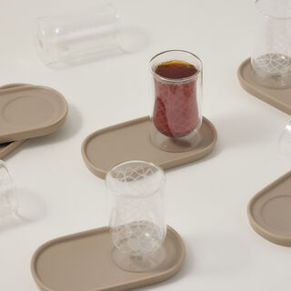Dallaty beige glass and porcelain tea cups set 12 pcs
