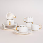 Dallaty white and gold porcelain Turkish coffee cups set 12 pcs image number 3
