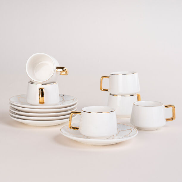 Dallaty white and gold porcelain Turkish coffee cups set 12 pcs image number 3