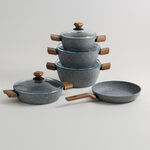 Alberto aluminium 9pcs cookware set, grainstone grey image number 0