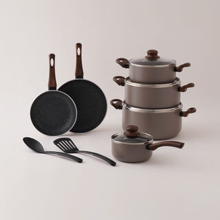 Alberto Aluminum Cookware Set 12Pcs, Brown
