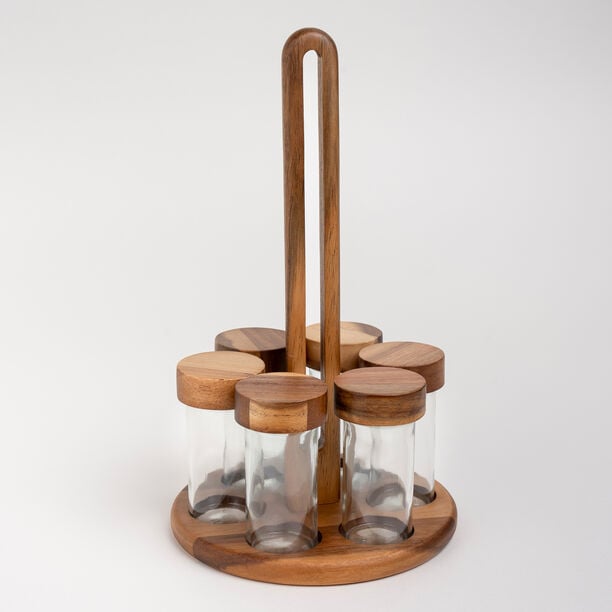 Acacia wood spices 6 pcs set with stand image number 0