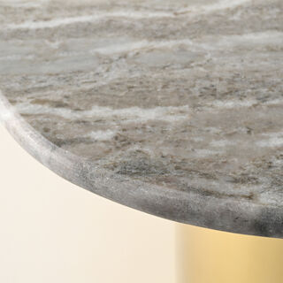 هومز طاولة قهوة بقاعدة معدنية وسطح من الرخام، 50*60*38سم