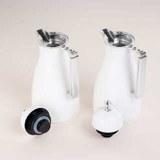 Dallaty 2 Pieces Plastic Vacuum Flask Koufa White & Silver 1L