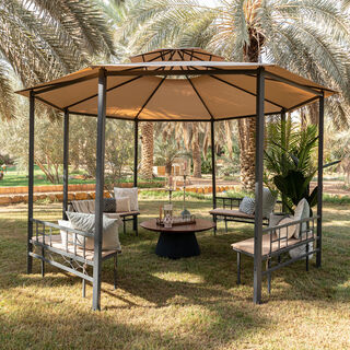 Homez Outdoor Gazebo Umbrella, 3.8*2.65M, Beige