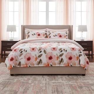 Boutique Blanche Microfiber Painterly Floral 6Pc Comforter Set Queen/ Full 200*240Cm