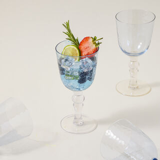 Glass Stem Goblets Cold Spot And Blue Luster