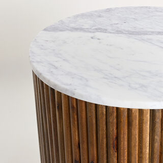 Homez side table wood and marble, 55*55*55cm
