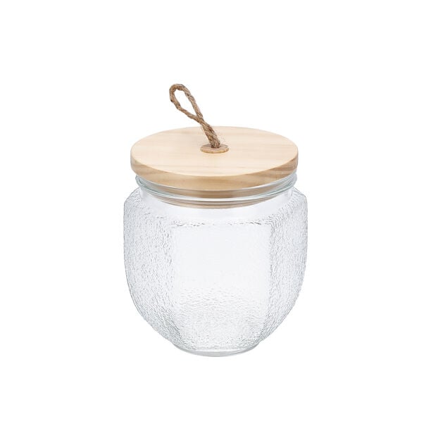 Glass Storage Jar With Wooden image number 1
