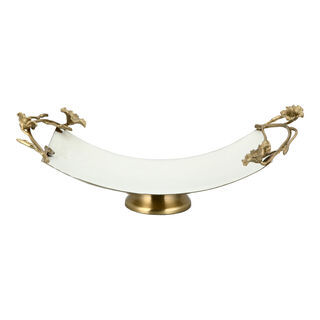 Pedestal Tray White&Satin Gold