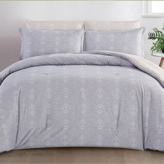 Cottage Microfiber King Comforter 6 Pcs Set, Grey, 230*250Cm