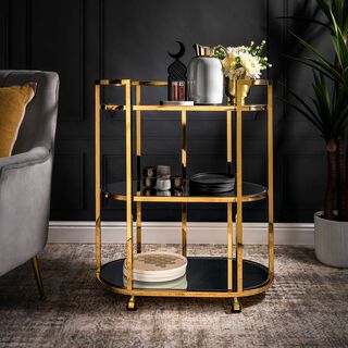 Trolley Ssteel Gold 3 Tier 75.5*43*90 cm