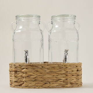طقم زجاجات عصير زجاجي من البرتو مع سلة 2 قطعة/3100 مل