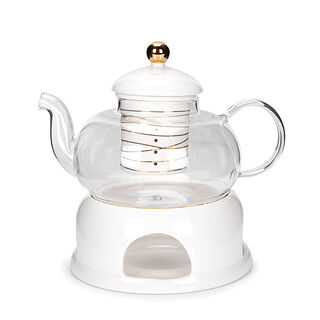 English Tea Pot With Warmer Inner Edg2 Gold