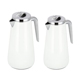 Dallaty Eve set of 2 steel vacuum flask white & chrome