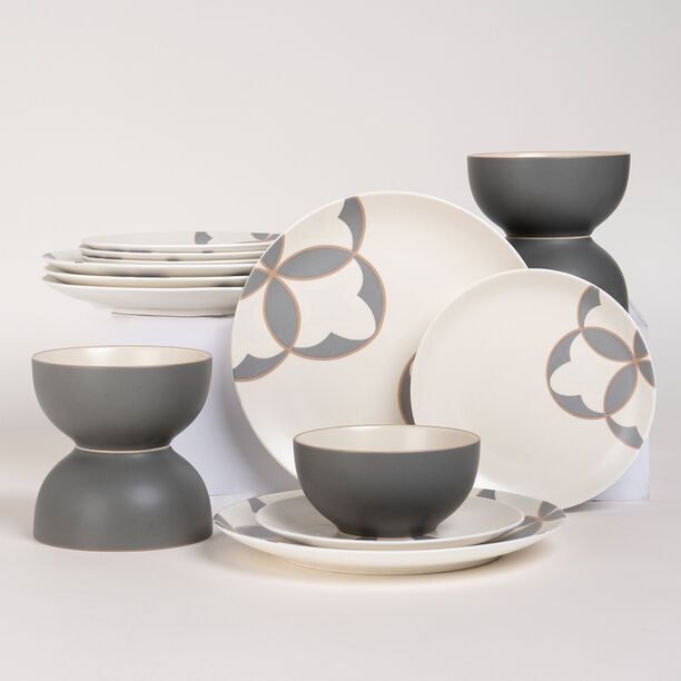 La Mesa grey/white porcelain 18 pc dinner set image number 5