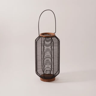 Homez metal and wood cage lantern, black 20*20*37 cm