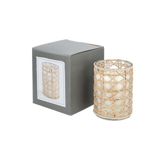 Glass Jar Candle With Rattan Oud And Amber Fragrance 10*15 cm