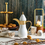 دلتي دلة ستيل صغيرة أبيض وذهبي 300 مل image number 0