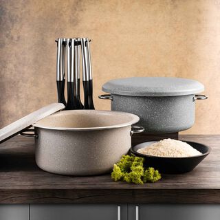 Marble Coating Casserole With Serving Lid