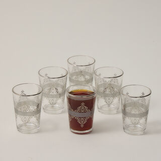 Moroccan Tea Glass 6 Peaces Silver 