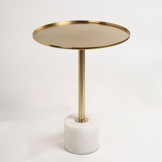 Metal Side Table Marble Base 35.6* 35.6*48.5 cm