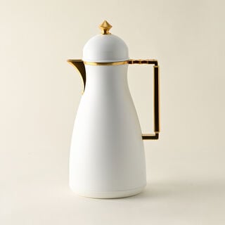 Dallaty 2 Pieces Plastic Vacuum Flask Koufa White & Gold 1L