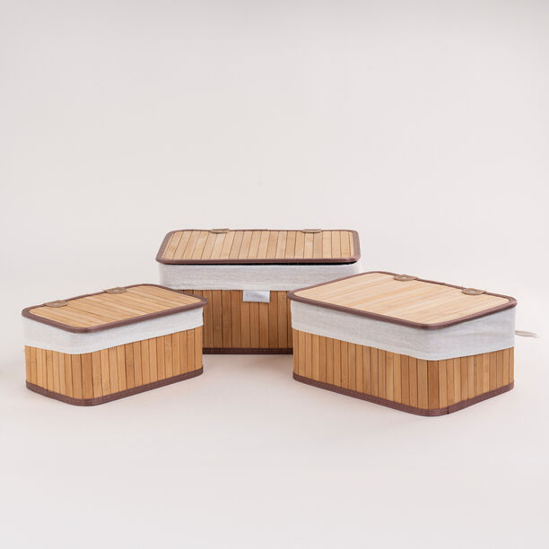Cottage bamboo basket set with lid 3 pcs image number 1