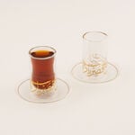 طقم شاي وقهوة 18 قطعة بطبقة مزدوجة تصميم الخط العربي لون ذهبي image number 6