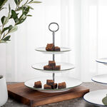Rio Filete Verde 3 Tiers Cake Stand Green Rim image number 0