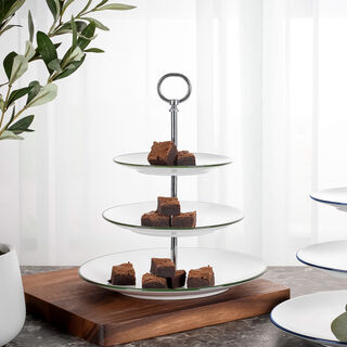 Rio Filete Verde 3 Tiers Cake Stand Green Rim