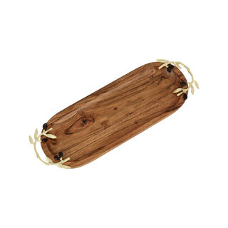 Wooden Oval Tray With Olive Handle 40Cm