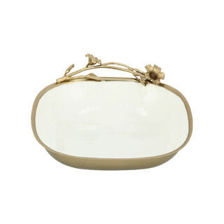 Oval Bowl White&Satin Gold