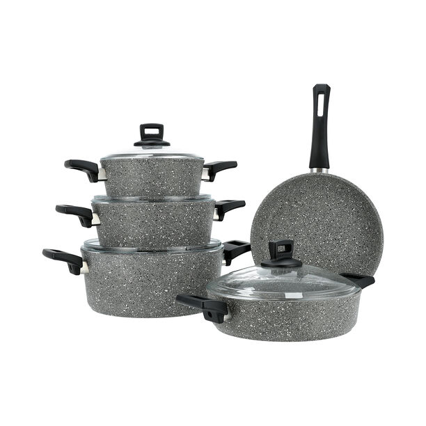 Alberto 9 piece grey granite cookware set image number 0