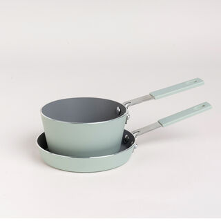 طقم مقلاة و قدر تحضير الصلصة قطعتين لون أخضر
