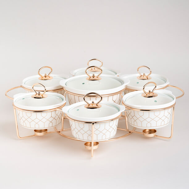 7 Pcs Round Food Warmer With Stand image number 0