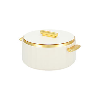 La Mesa matte off white & gold plastic food warmer 4L