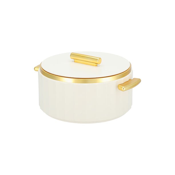 La Mesa matte off white & gold plastic food warmer 4L image number 1