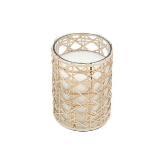 Glass Jar Candle With Rattan Oud And Amber Fragrance 10*15 cm