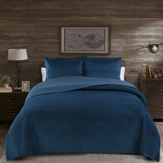 3 pieces Bedspread Dark Blue