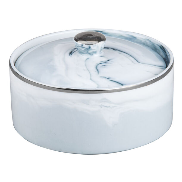 La Mesa blue silver marble date bowl with lid 13*9 cm image number 5