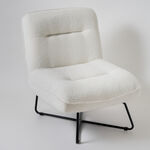 Homez boucl&eacute; fabric lounge chair, white 66*75*79cm image number 0