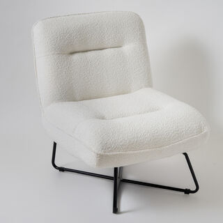 Homez boucl&eacute; fabric lounge chair, white 66*75*79cm