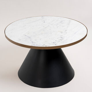 White Marble Coffee Table With Black Base