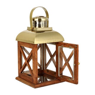 Lantern Wood And Steel Natural & Shiny