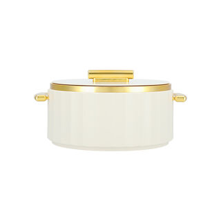 La Mesa matte off white & gold plastic food warmer 4L