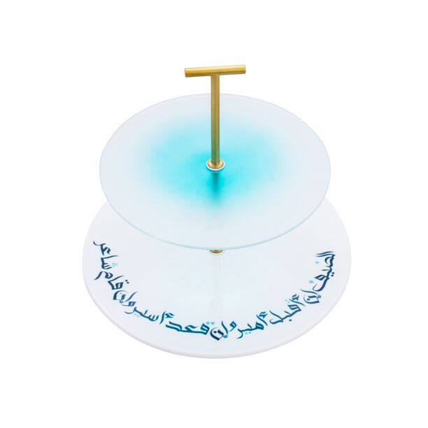 La Mesa Cake Stand 2 Tiers Aqua  image number 1