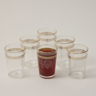 Moroccan Tea Glass 6 Pieces Gold