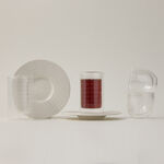 Dallaty white porcelain and glass Tea and coffee cups set 18 pcs image number 0