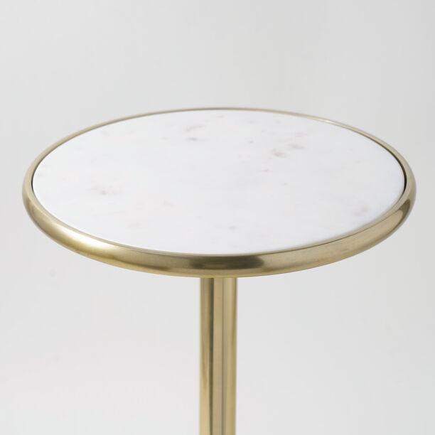 Homez marble side table 31*31*51cm, white image number 3